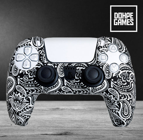 White/Black Paisley PS5 Controller Skin